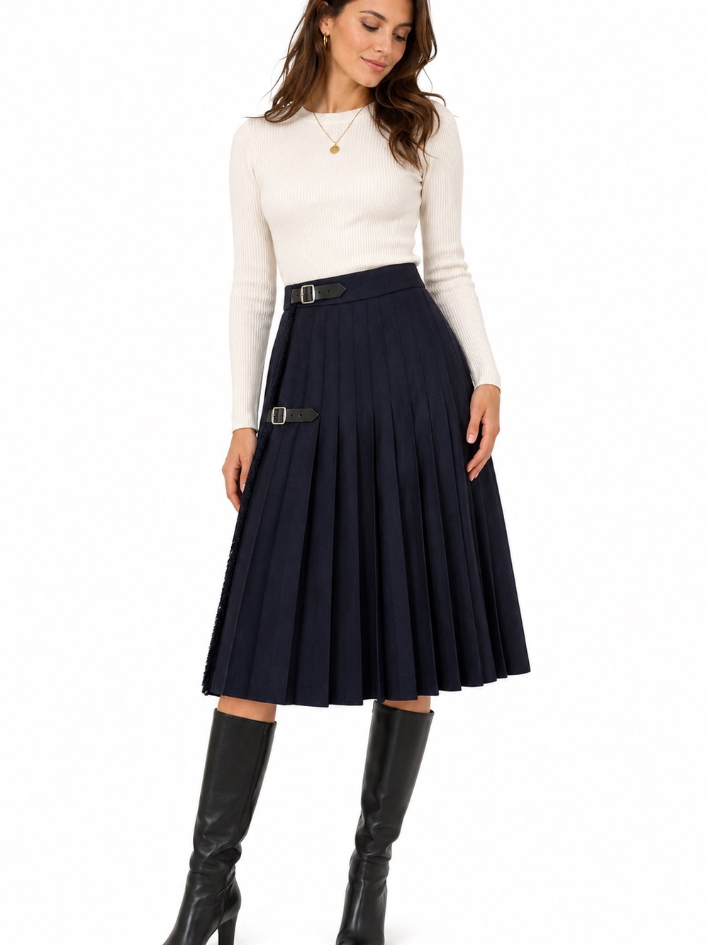 Vintage 1990’s Strathmore Scotland Navy 100% Pure Wool Pleated Kilt Skirt